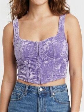 Wild Fable Purple Crushed Velvet Crop Tank Top Size M Y2K Grunge